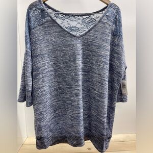 Torrid Heathered Blue Lace Blouse